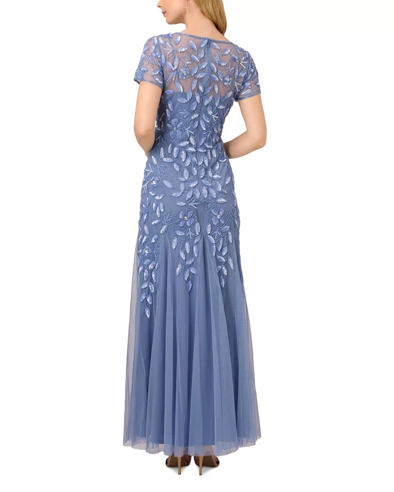 Vestido para mujer ADRIANNA PAPELL diseño floral adornado azul francés talla 14 $300 Foto 2 de 4