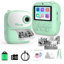 Kids Camera Instant Print for Kids with Mirror, HD Dual-Lens Selfie Digital C...