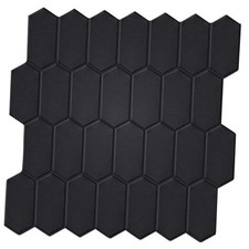 Matte Black Long Hexagon Peel and Stick Wall Tiles for Kitchen, Long Hexagonal