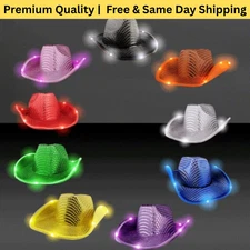 Party Glowz LED Light Up Cowboy Cowgirl Hat– Flashing Western Rave Festival Lot