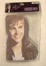 Almohadilla adhesiva vintage 2012 Bravado Justin Bieber 5,5" x 3,5" en forma blanca edades 8+