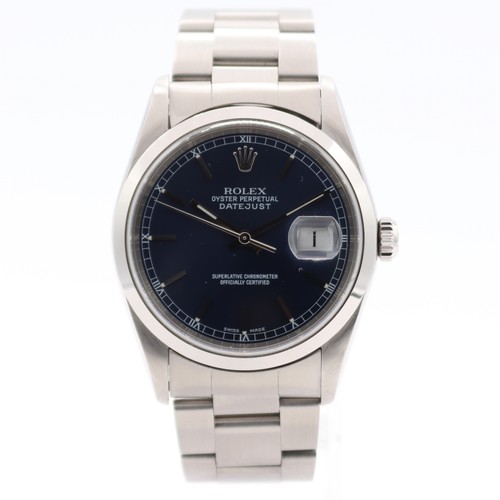 36mm 2003 Rolex 16200 Datejust Blue Dial Automatic Wristwatch ...