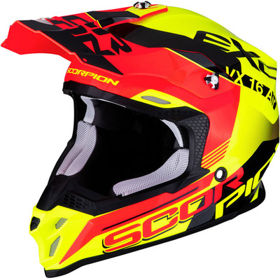 Scorpion VX-16 Air Arhus neon rot / neon gelb Offroad Motorradhelm Crosshelm
