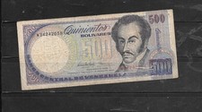 VENEZUELA #67f 500 BOLIVARES 1998 VG CIRC OLD BANKNOTE PAPER MONEY CURRENCY