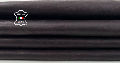 DARK PLUM CRINKLED ANTIQUED VEGETABLE TAN Soft Lambskin leather 5sqf 0.7mm C5642