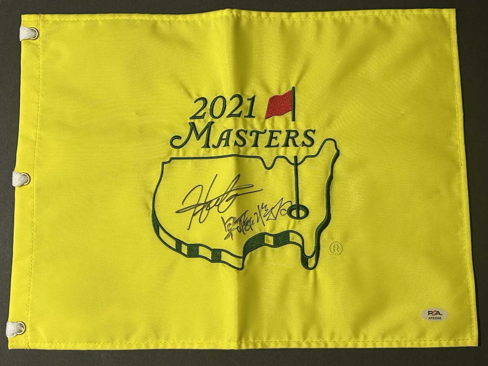 Hideki Matsuyama & Shota Hayafuji Autographed Signed 2022 Masters Golf Flag Auto~ PSA COA 