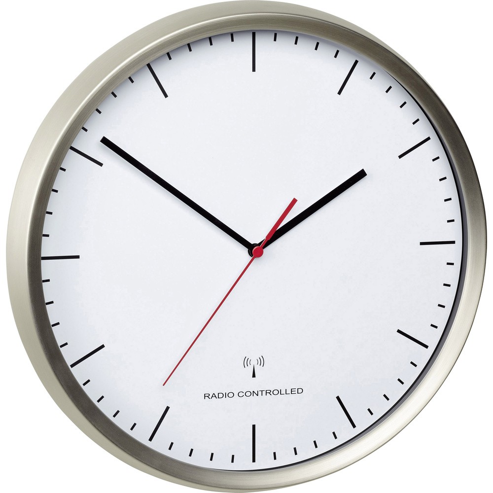 TFA Dostmann 60.3521.02 Funk Wanduhr 30.5 cm x 4.8 cm Edelstahl (gebürstet) L...