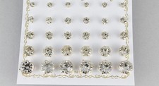 15Pairs/Set Cz Zircon Crystal Rhinestone Ear Stud Earring Fashion Women Jewelry