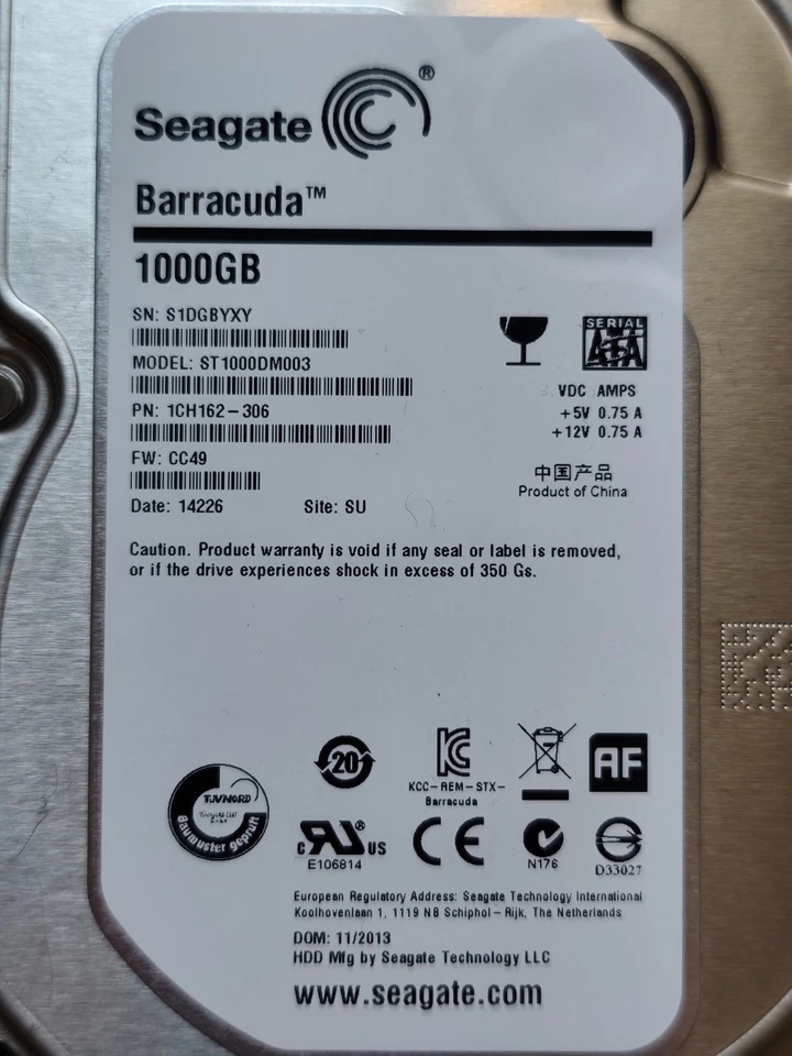 Seagate ST1000DM003 1TB 3,5" HDD Festplatte 7200rpm 64MB SATAIII - Bild 2 von 4