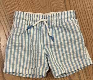 Cat & Jack Butts Blue/White Striped Board Shorts Swim Trunks Toddler Boys 3T