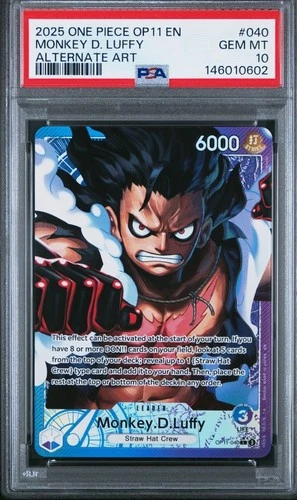 PSA 10 Monkey D. Luffy (Alt Art) A Fist of Divine Speed OP11-040 EN One Piece B8