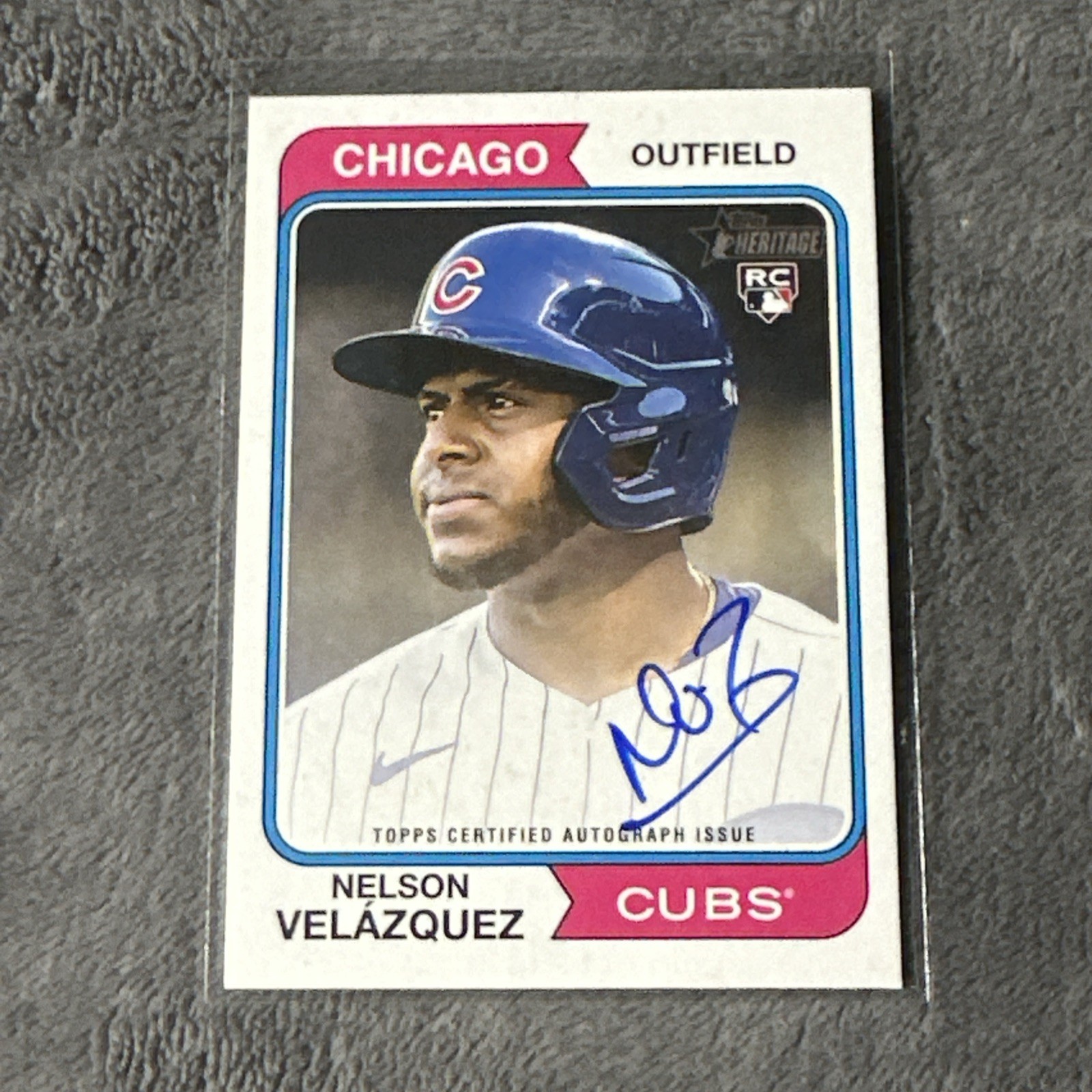 Nelson Velazquez RC Auto, 2023 Topps Heritage Real One #ROA-NV, Chicago Cubs