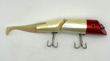 Fred Arbogast A.C. Plug Muskie Lure 10" Red Head White Jointed Wood