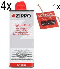 Zippo Benzin 4x 125ml + 1x Docht, Feuerzeugbenzin Benzinfeuerzeug