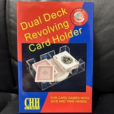 Dual Deck Revolving Card Holder Clear Plastic Playing Tray Canasta NEW 2-Deck