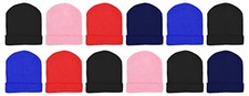 Kids Winter Beanies, 12 Pack Warm Cold Weather Hats One Size Assorted Solids