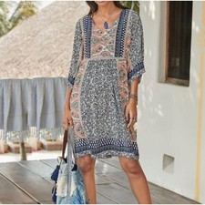 Sundance Everyday Dream Paisley Floral Mini Dress Small Bohemian Cottagecore