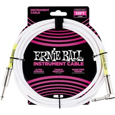 Ernie Ball Straight-Angle Instrument Cable - White 10 ft.