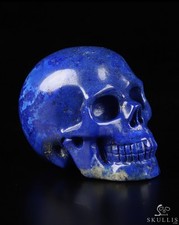 Skullis 2.0" LAPIS LAZULI Hand Carved Crystal Skull Realistic TOP QUALITY