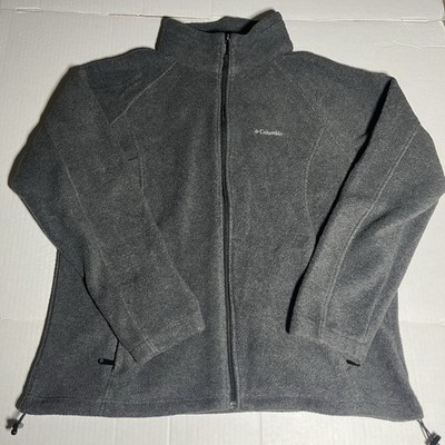 Columbia Jacket Womens 2XL Gray Fleece Full Zip Stand Collar Pockets Outdoor