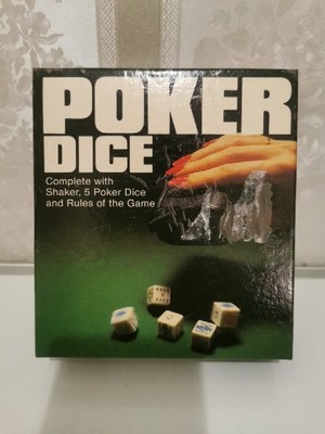 1981 Vintage Poker Würfelspiel 5 Würfel Set und Shaker & Anleitung, Reisegröße 