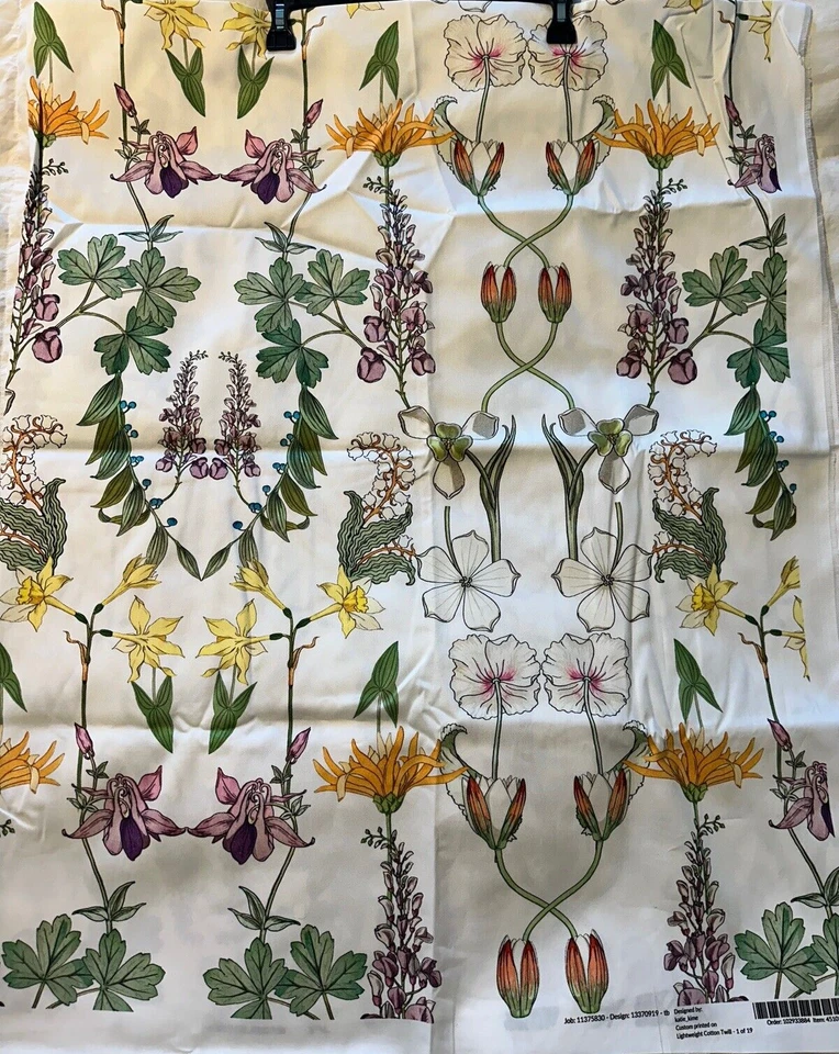 Katie Kime Versailles Traditional Floral Botanical Custom Twill Fabric 1.75 Yds - Image 4 of 4