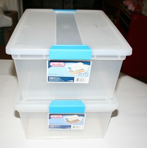 sterilite deep clip box clear plastic storage tote container with lid