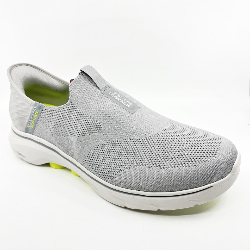 Skechers Go Walk 7 Gray Yellow Mens Extra Wide Slip On Sneakers eBay