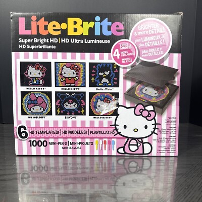 Hello Kitty Lite Brite Super Bright HD Art Craft Kit 1000 Pegs 6 Templates