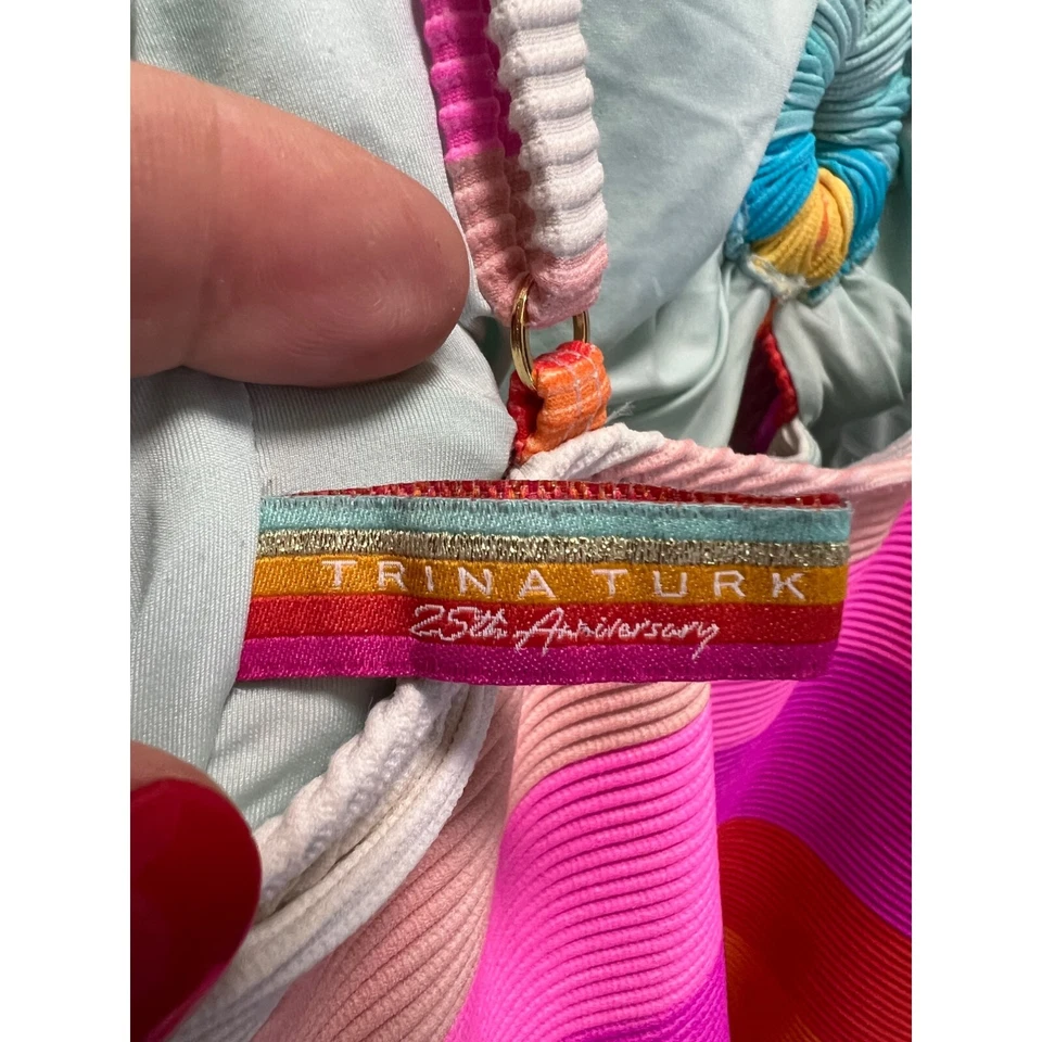 Trina Turk 25th Anniversary Sunrise Stripe Maillot Rainbow bathing suit small - Image 2 of 4
