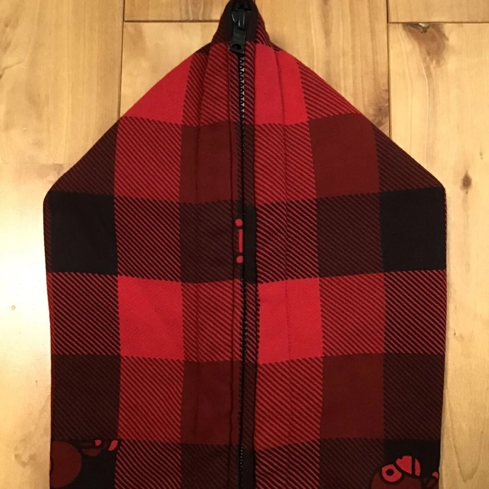 BAPE Check Milo full zip hoodie nigo Red A Bathing Ape Size S - Image 3 of 4
