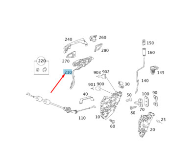NEW MERCEDES-BENZ S W221 REAR LEFT DOOR HANDLE BEARING A2217600734  