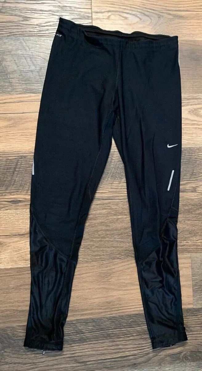 Nike Dri-Fit Women's size Medium Black Reflective Jogger Pants with Leg Zips