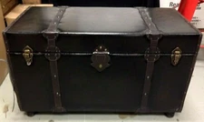 UMA Enterprise Faux Leather Antique Rustic Trunk Blanket Storage coffee table