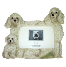 Vintage Poodle Dog Picture Frame 8"X10" E S Imports Free Stand For 4"X6" Photo