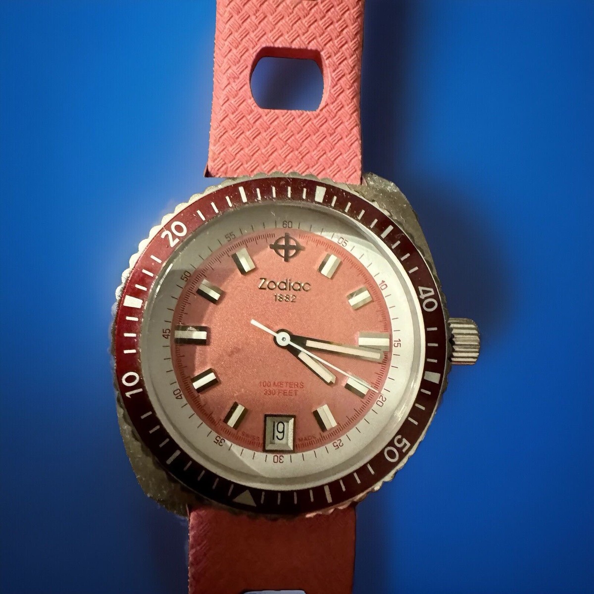 Zodiac 1882 Sea Dragon Women's 100 Meter Dive Watch Pink | eBay