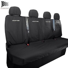 Vw Crafter Rear Seat Covers With Crafter' Embroidery (2017 Onwards) Black 416