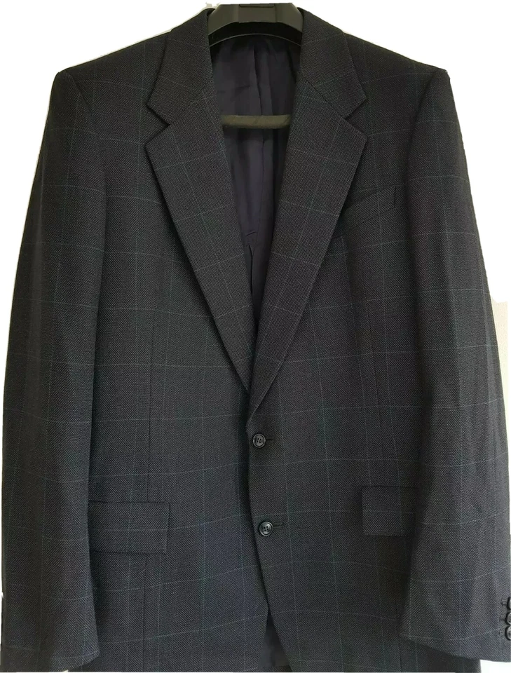 MAURIZIO OF FIFTH AVENUE MENS GREY CHECKED 2-BUTTON FRONT WOOL BLAZER-SIZE 46R. - Image 4 of 4
