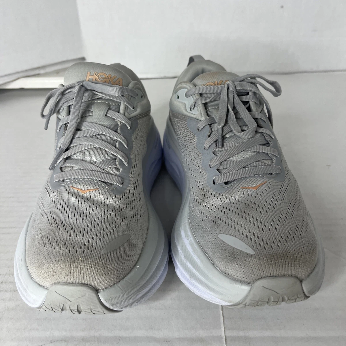 Hoka One One Bondi 8 Gray Orange Running Shoes (1127954-HMLR 