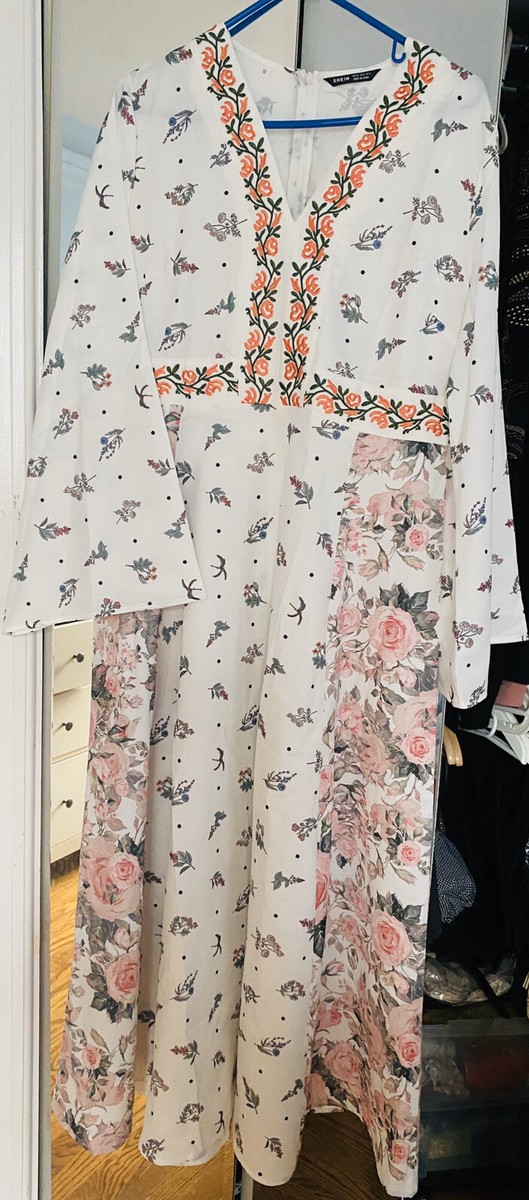 chinese dress ladies SHEIN Aloruh Women's Floral Print Cowl Collar Long Dress – Bechlo.pk main image 1