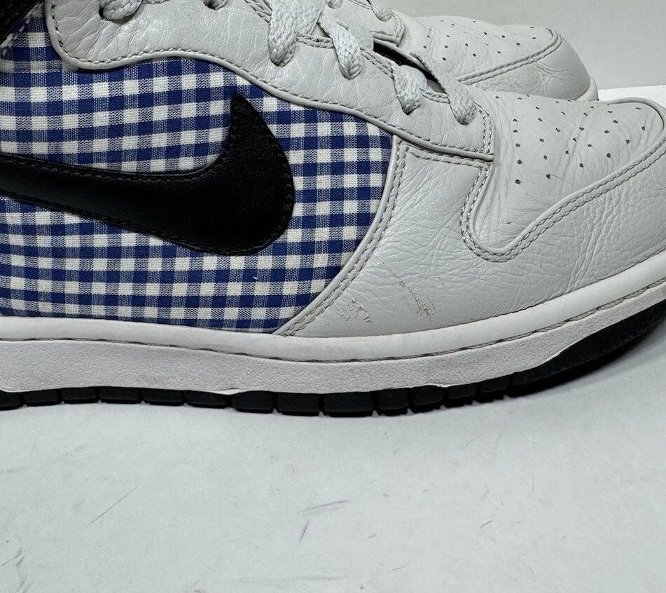 Nike Dunk High Premium Hombres Talla 11 Gris Azul Zapatillas a Cuadros Zapatos 317891-006 Foto 2 de 4