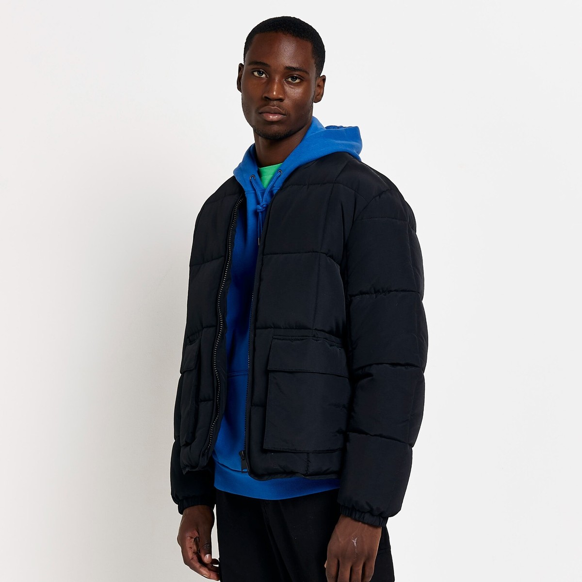 River Island RRP £80 m l xl Mens Bomber coat Black Quilted winter