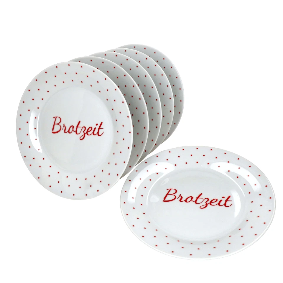 6er Set Berta Brotzeit / Bratzeit Teller 6 Personen Grill-Platt Frühstücksteller - Bild 2 von 4