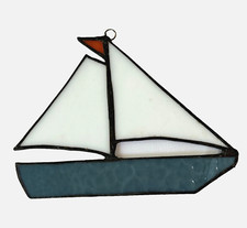 Stained Glass Sailboat ornament window sun catcher 5 inch boat ship