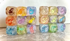 Pokemon Inspired Fan Art Eeveelution D6 Dice:  Eevee Umbreon Espeon Jolteon TCG