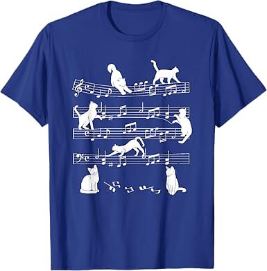 Cute Cat Kitty Playing Music Note Clef Musician Art Unisex T-Shirt