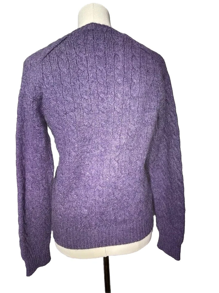 Suéter Polo By Ralph Lauren Alpaca Púrpura Mediano Para Mujer Tejido con Cable Cottagecore Foto 3 de 4