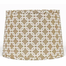 Lamp Shade 10 inch Drum Greek Key Beige Ring Clip Attachment Neutral Decor