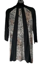 LOGO by Lori Goldstein Knit Pieced Jacquard Dress Black