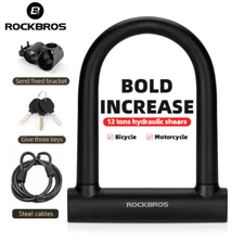 ROCKBROS Bike U Lock Anti-theft Cycling U-Shape Lock Motorcycle Alloy Bold Lock